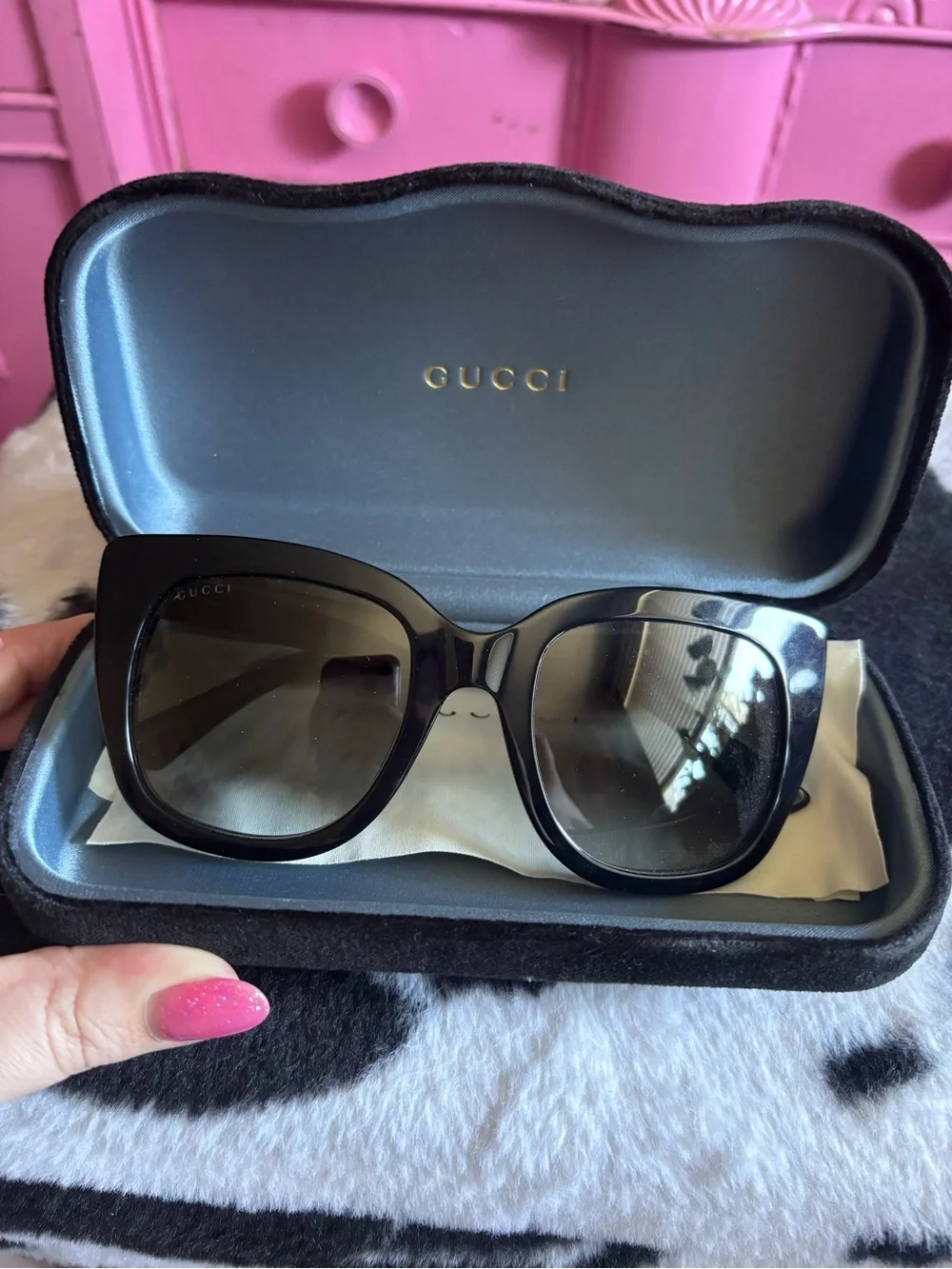 Gucci Black Oversized Cat Eye Women's Sunglasses